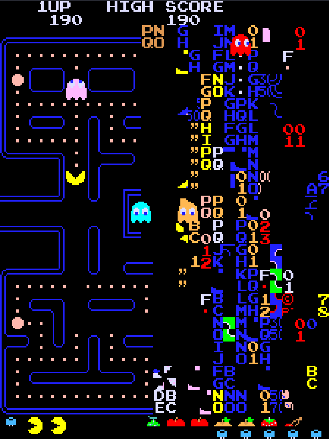 The right half of the game board is completely corrupted with nonsense.